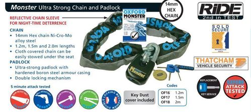 Oxford Monster 1.5m chain and padlock